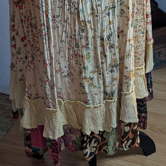 Floral Bohemian Skirt Western Swing Elastic Waist - Picture 5 of 13